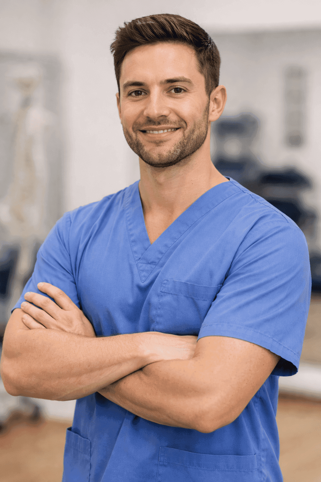 Fisioterapeuta atendiendo a un paciente